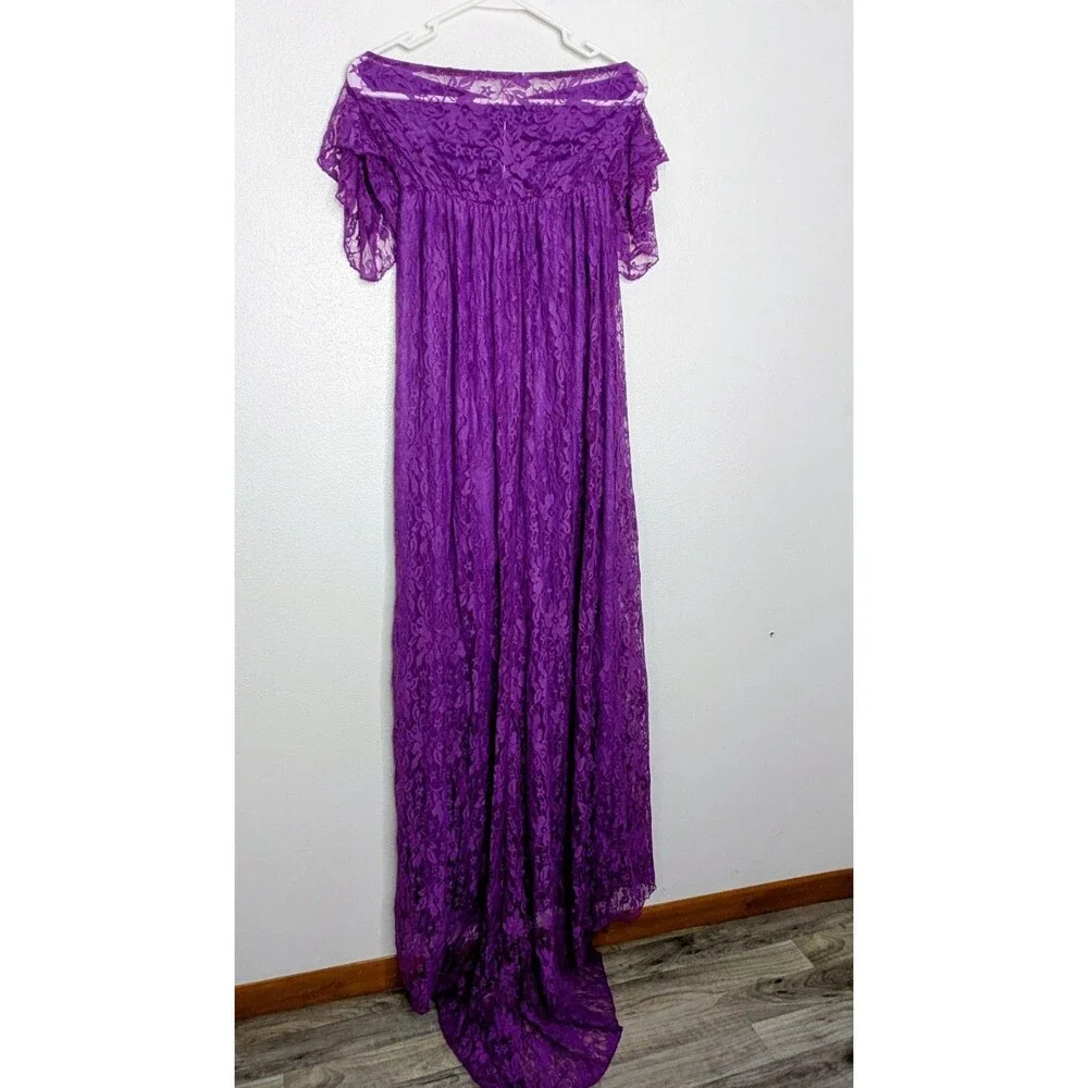 Lace Pregnant Women Off Shoulder Maternity Dress Photography Prop Photo LongGown